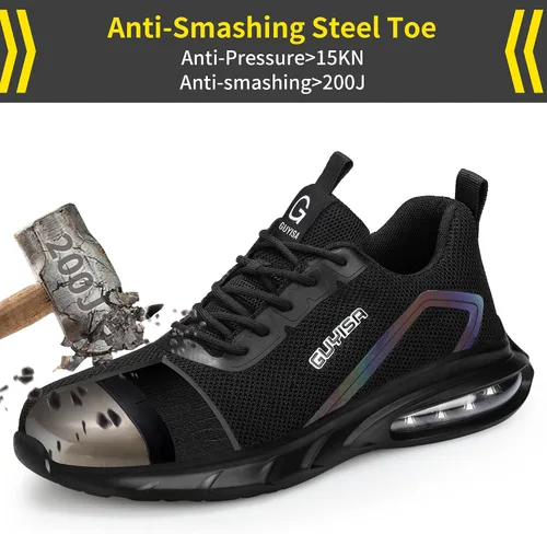 Vista 7 de GLANOUDUN Steel Toe Shoes for Men Lightweight Safety Work Shoe,Breathable Comfortable Tennis Working Footwear,Indestructible Steel Toe