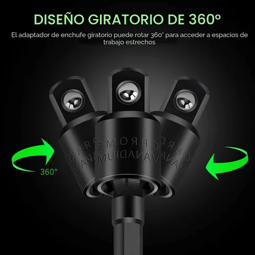 Vista 9 de Juego de extensión de broca flexible Fruholt con accesorio de ángulo recto, juegos de adaptador de enchufe de grado de impacto giratorio de 360°