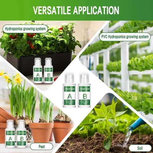 Vista 7 de Nutrientes hidropónicos, 27.1 fl oz de nutrientes hidropónicos A y B, nutrientes universales A & B para plantas de interior para un crecimiento
