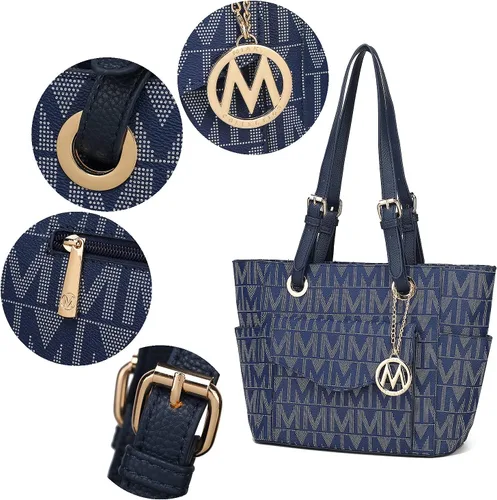 Vista 7 de MKF Collection Bolso de mano para mujer, bolso de mano de cuero vegano con asa superior