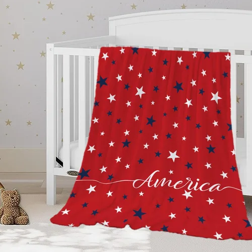 Vista 13 de YeeJu Manta de bandera estadounidense para bebé, patriótica para el 4 de julio, Día de los Caídos, 4 de julio, manta de forro polar para niños