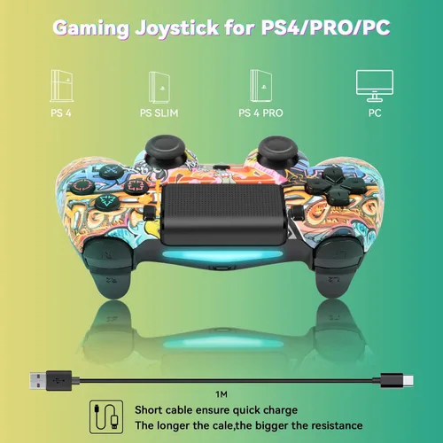 Vista 5 de Fancy Buying Controller Wireless Compatible with PS4SlimPro with Dual Vibration6-Axis Motion SensorAudio Function
