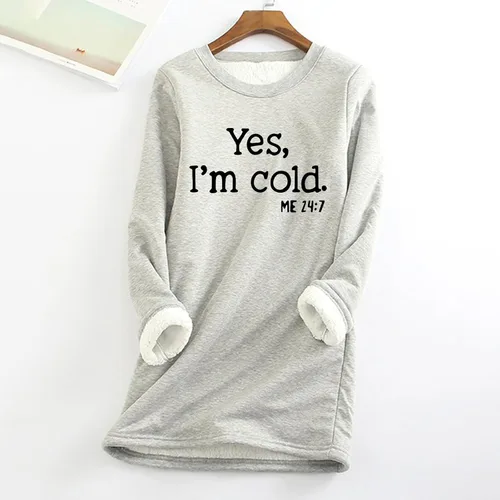 Vista 2 de Ceboyel Yes Im Cold - Sudadera de forro polar para mujer, suéter de sherpa para descansar, ropa de invierno cálida y moderna 2023