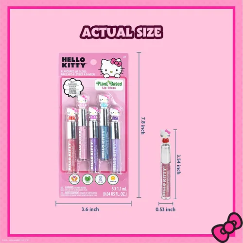Vista 8 de Hello Kitty - Juego de maquillaje hidratante de 5 piezas a base de plantas, para niñas, niños pequeños, perfecto para fiestas, fiestas de pijamas
