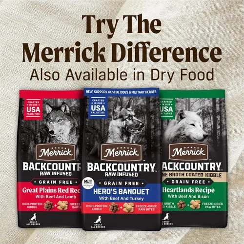 Vista 9 de Merrick Backcountry - Comida húmeda sin cereales para perros, comida de carne de res real, (12) latas de 12.7 onzas