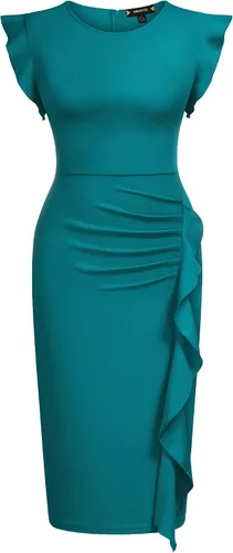 Vista 5 de Miusol vestido de cóctel con volantes, estilo clásico, para mujer
