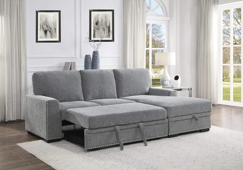 Vista 20 de Lexicon Sofá cama seccional moderno de mediados de siglo con diván de almacenamiento, sofá seccional extraíble, sofá seccional para sala de estar