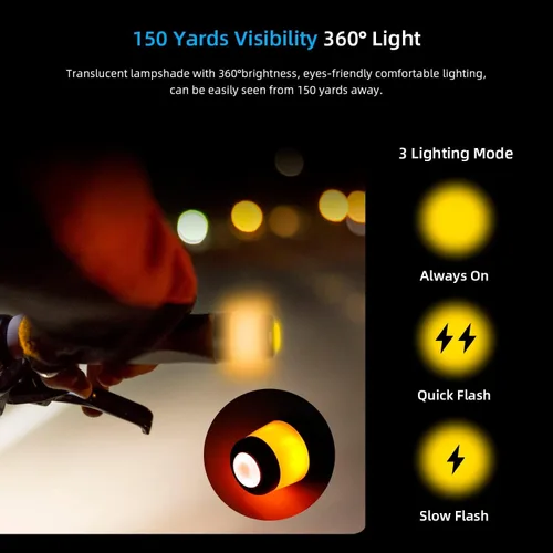 Vista 2 de ulip Luz de agarre para manillar señales de giro para bicicleta intermitentes para E-Scooters Lámpara indicadora recargable USB Luces de advertencia