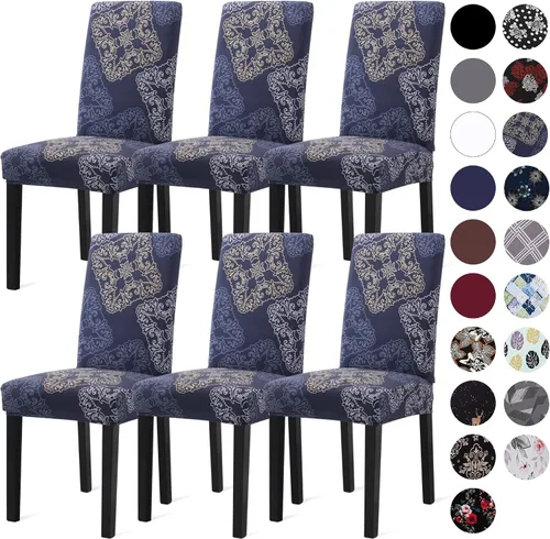 Vista 10 de Sufdari Juego de 2 fundas para sillas de comedor, fundas para sillas de cocina, fundas para sillas Parsons, protectores de sillas de elastano