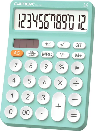 Vista 11 de CATIGA Calculadora de escritorio de 12 dígitos Calculadora de escritorio básica con pantalla LCD grande, botones grandes, 4 funciones, energía solar