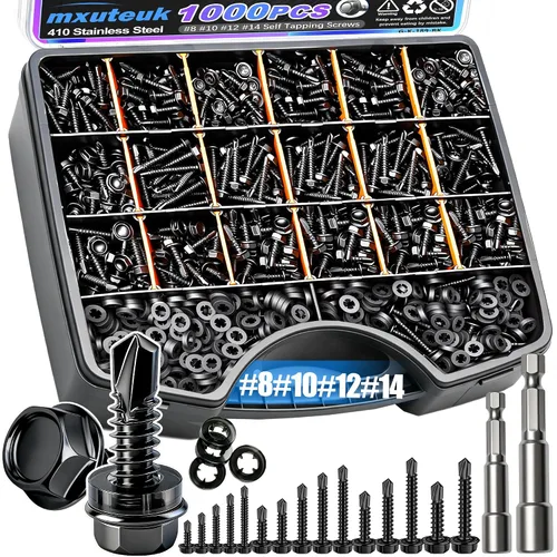 Vista 22 de mxuteuk - 1600 tornillos autorroscantes #8#10 para metal, acero inoxidable