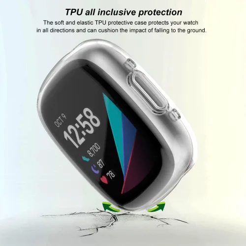 Vista 4 de Rc-Z Funda protectora para Fitbit Sense & Versa 3 con protector de pantalla, paquete de 4, material de TPU antiarañazos, compatible con versiones