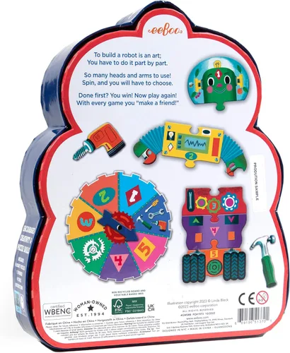 Vista 2 de eeBoo Juego de Ruleta Construye un Robot, Combina Números Simples con Diversión, 3 Años en Adelante.