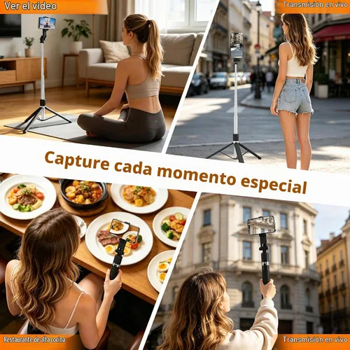 Vista 6 de Trípode de teléfono de 71 pulgadas y palo selfie con control remoto, soporte extensible para teléfono celular para iPhone y Android, 5.9 pies