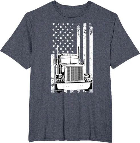 Vista 89 de Camión conductor bandera americana camionero vintage hombres mujeres regalo camiseta