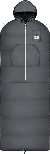 Vista 13 de Bolsa de dormir portátil Thermotuff con capucha doble, orificios para los brazos con cremallera, bolsillos y cordón ajustable: ideal para acampar