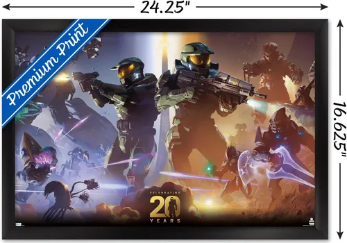 Vista 3 de Halo - Póster de pared de 20 años, 22.4 pulgadas de largo x 14.7 pulgadas de ancho, versión enmarcada en negro Versión con marco negro