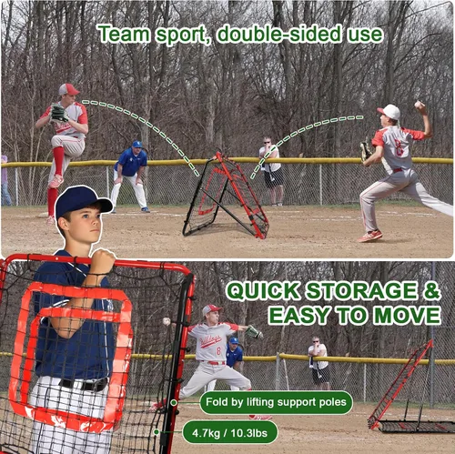Vista 6 de BaseGoal Baseball and Softball Rebounder Net,Baseball Rebounder,Volleyball Rebounder,Pitch Back Net,Multi-Sport Training Rebound Screen,with