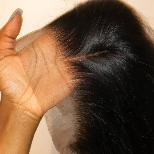 Vista 7 de Cierre frontal de encaje HD 13x4 de oreja a oreja recto transparente encaje frontal cierre de cabello humano pre arrancado con pelo de bebé 100% sin