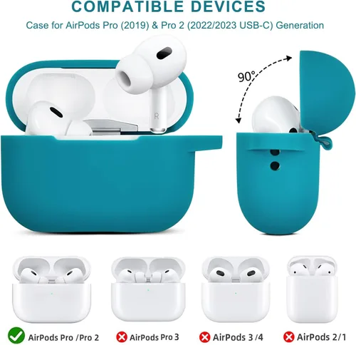 Vista 3 de KOUJAON Funda compatible con AirPods Pro de 2ª generación con kit de limpieza, funda protectora de silicona para auriculares Apple AirPod Pro