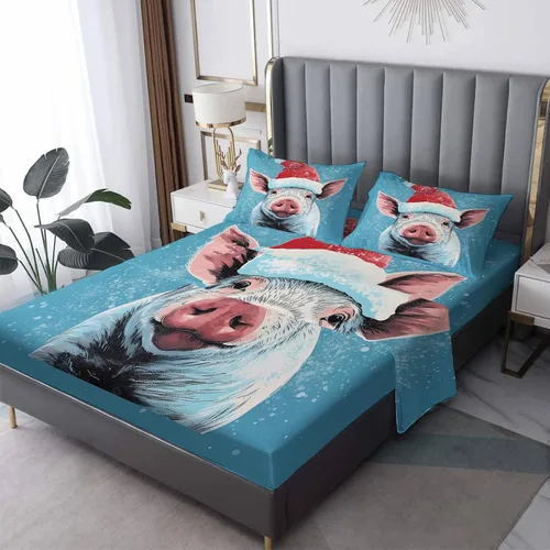 Vista 10 de Sábanas de alce de Navidad tamaño individual – Sábanas de cama de animales del bosque, microfibra suave, bolsillo profundo, sábanas y fundas