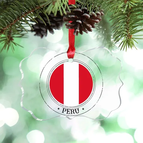 Vista 19 de Bandera nacional de Noruega, adornos de Navidad patrióticos 2023, decoraciones de Navidad para árbol, adornos acrílicos transparentes, colgante