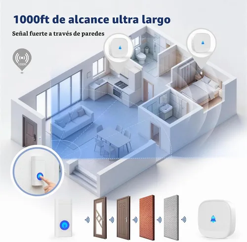 Vista 4 de Timbre inalámbrico para aula, kit de timbre de puerta impermeable para el hogar