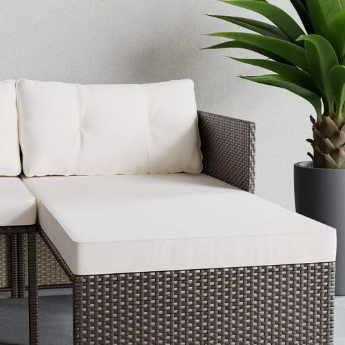 Vista 4 de Edenbrook Bayview - Mueble de ratán para patio, mueble de exterior para mezclar y combinar, solo sofá en forma de L, ratán marrón/crema