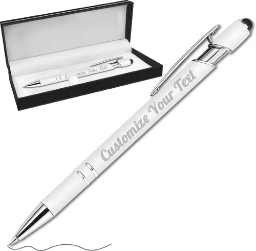 Vista 21 de Hasta 500 bolígrafos personalizados a granel con lápiz capacitivo, grabado, juego de bolígrafos con tu nombre, texto para mujeres de negocios