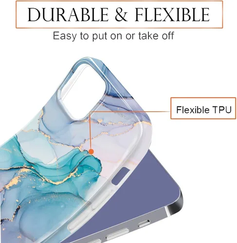 Vista 6 de luolnh Funda dorada brillante compatible con iPhone 15 Plus, diseño de mármol, a prueba de golpes, delgada y suave, funda de silicona para iPhone 15