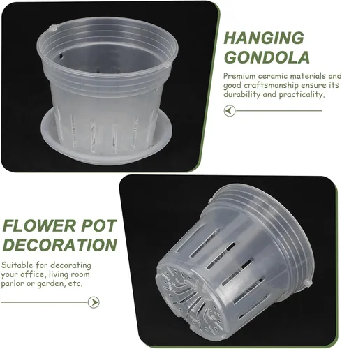 Vista 3 de Plastic Orchid Plant Pots with Tray for Seedlings 2pcs