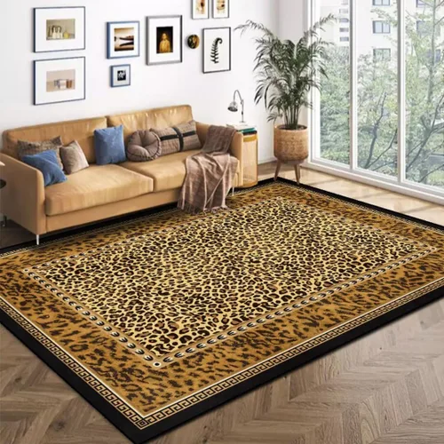 Vista 9 de [Usado] Alfombra de Área con Estampado de Leopardo Marrón de Lujo con Estampado de Guepardo Animal Alfombras Suaves Cómodas Lavables Tapetes de Piso