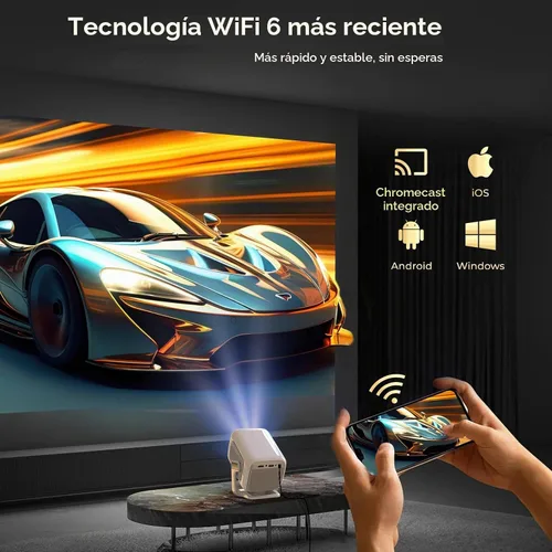 Vista 6 de [Compatible con 4K con licencia de Netflix] Proyector inteligente nativo Blanco