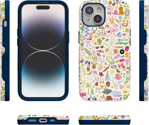 Vista 6 de Casely Funda para iPhone 15 Plus Todas las cosas divertidas Diversión en días laborables Diseño protector audaz Compatible con MagSafe