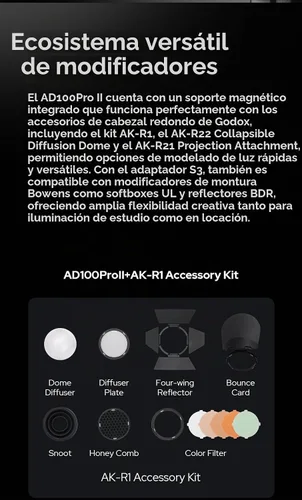 Vista 11 de Godox AD100Pro II 100Ws TTL Pocket Flash, 2.4G Wireless X System