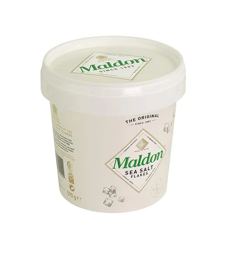 Vista 2 de Maldon Sal, copos de sal marina, tina resellable, Kosher, natural, artesanal, gourmet, cristales piramidales, 20 oz (570 g) paquete de 2