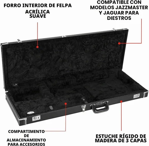 Vista 3 de Bolsa de transporte clásica Fender, serie Wood, para Jazzmaster/Jaguar, negra Negro