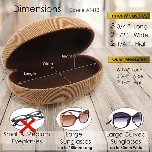 Vista 4 de Estuche grande rígido para gafas de sol MyEyeglassCase se adapta a gafas de sol curvas grandes, con bolsa de microfibra y paño de limpieza