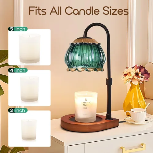 Vista 4 de Lámpara Calentadora de Velas con Temporizador, Lámpara Calentadora de Velas Regulable en Altura Atenuable, Regalo para Mujeres, Pantalla de Vidrio