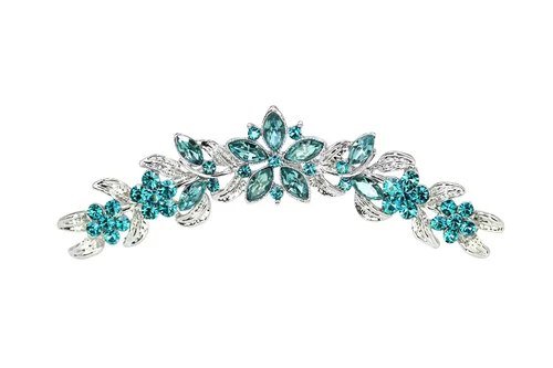 Vista 13 de Faship Hermoso peine de pelo floral de cristal de diamantes de imitación negro