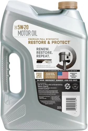 Vista 2 de Valvoline - Aceite de motor sintético completo 5W-20 para restaurar y proteger, 5 cuartos de galón