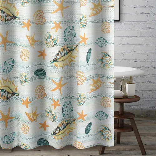 Vista 17 de Greenland Home Fashions Cortina de ducha de tela Sensations, decoración elegante para el baño, lavable a máquina, 72 pulgadas x 72 pulgadas, Atlantis