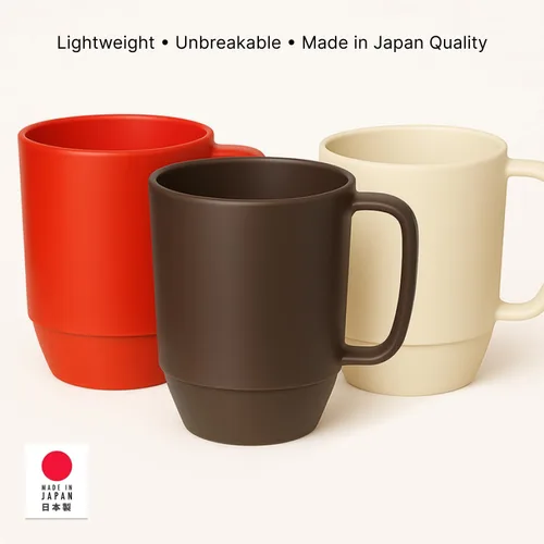 Vista 5 de JapanBargain Taza de plástico japonesa de 12 onzas, sin BPA, no tóxica, irrompible, para camping, café, té, leche, jugo, agua, taza de agua, hecha
