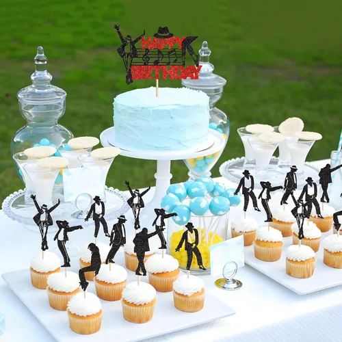 Vista 5 de 25Pcs Jazz Dance Birthday Cake Topper Jazz Dancer Cupcake Topper Glitter Black Dance King Cupcake Picks,Jazzist Birthday Cupcake Decorations Pop