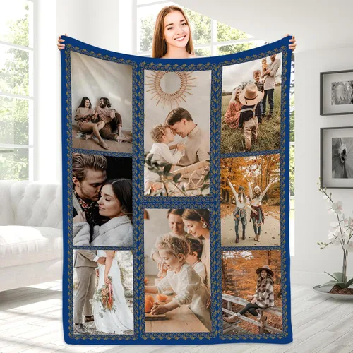Vista 11 de Magimagine Mantas personalizadas con imágenes de texto para regalos de novio, manta de fotos personalizada para familiares y amigos para Navidad