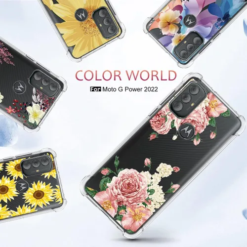Vista 7 de Osophter Funda para Moto G Power 2022 con diseño floral para niñas y mujeres, absorción de golpes, flexible, de goma TPU para Motorola Moto G
