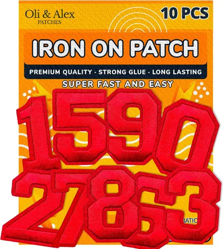 Vista 9 de Oli and Alex Parches para planchar de 2.4 pulgadas – 10 piezas de parches de números para ropa – Super pegamento – No necesita coser – Parche