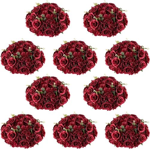 Vista 11 de NUPTIO Ramo de Arreglo de Bolas de Flores - 10 Piezas de 14.2 pulgadas de Diámetro Bolas de Flores Falsas Rosas Rosadas para Centros de Mesa