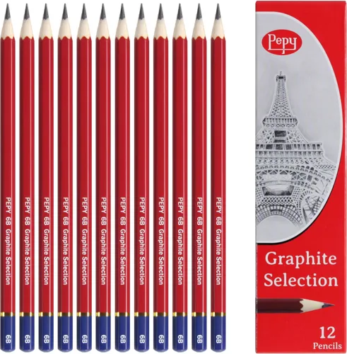 Vista 19 de Pepy Lápices de dibujo profesionales de grafito, juego de 12 lápices de plomo negros preafilados B; perfectos para dibujar, dibujar y sombrear