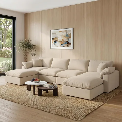 Vista 24 de Sofá modular modular con asiento profundo extra cómodo, sofás modernos negros para sala de estar, apartamento, oficina, espacio pequeño